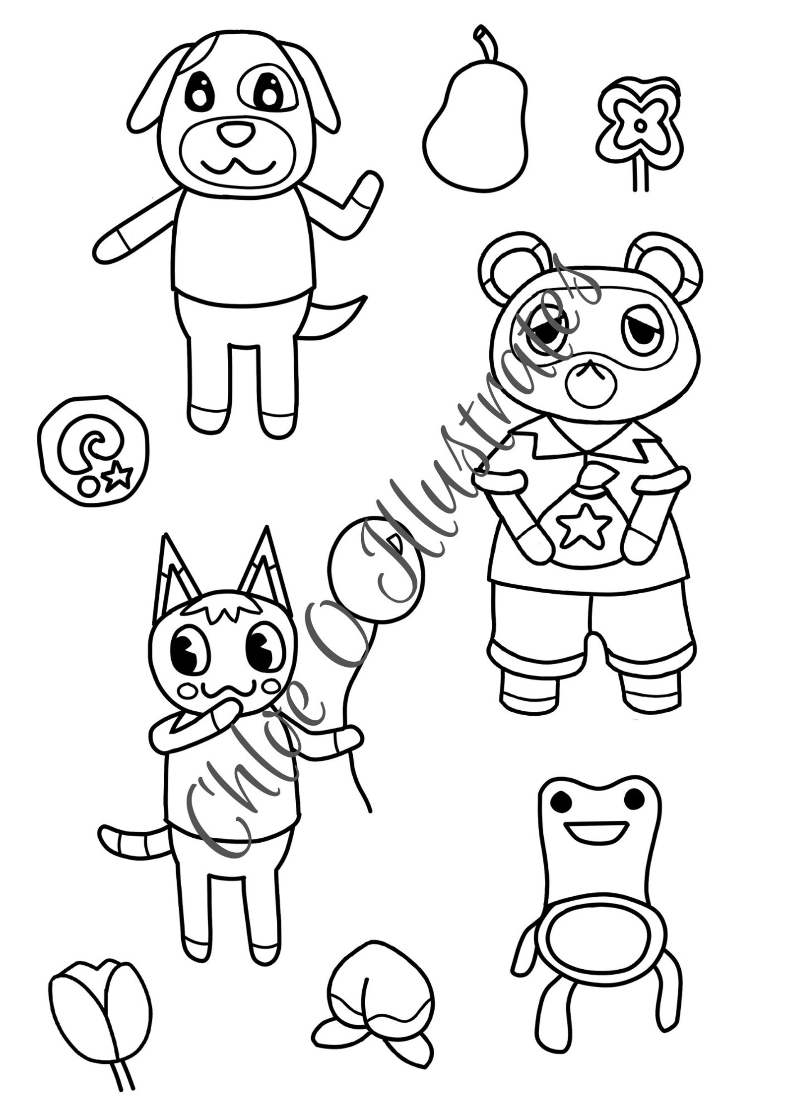 Animal Crossing Colouring Pages Digital Download - Etsy Australia