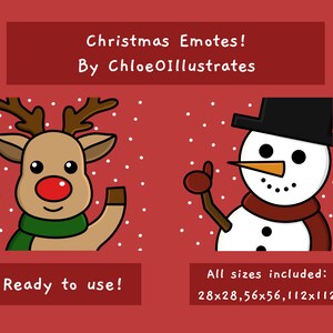 Christmas Emote Pack | Rudolph and Snowman Emotes | Twitch and Discord Emotes | Christmas