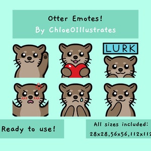 Otter Emotes | Twitch and Discord Emotes | Cute Otter