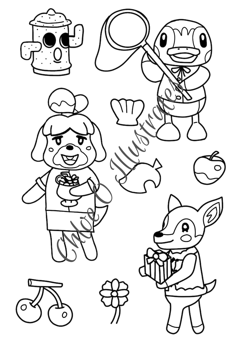 Download Animal Crossing Colouring Pages Digital Download | Etsy