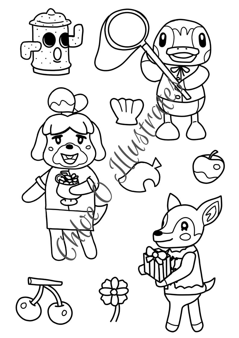 Download Animal Crossing Colouring Pages Digital Download | Etsy