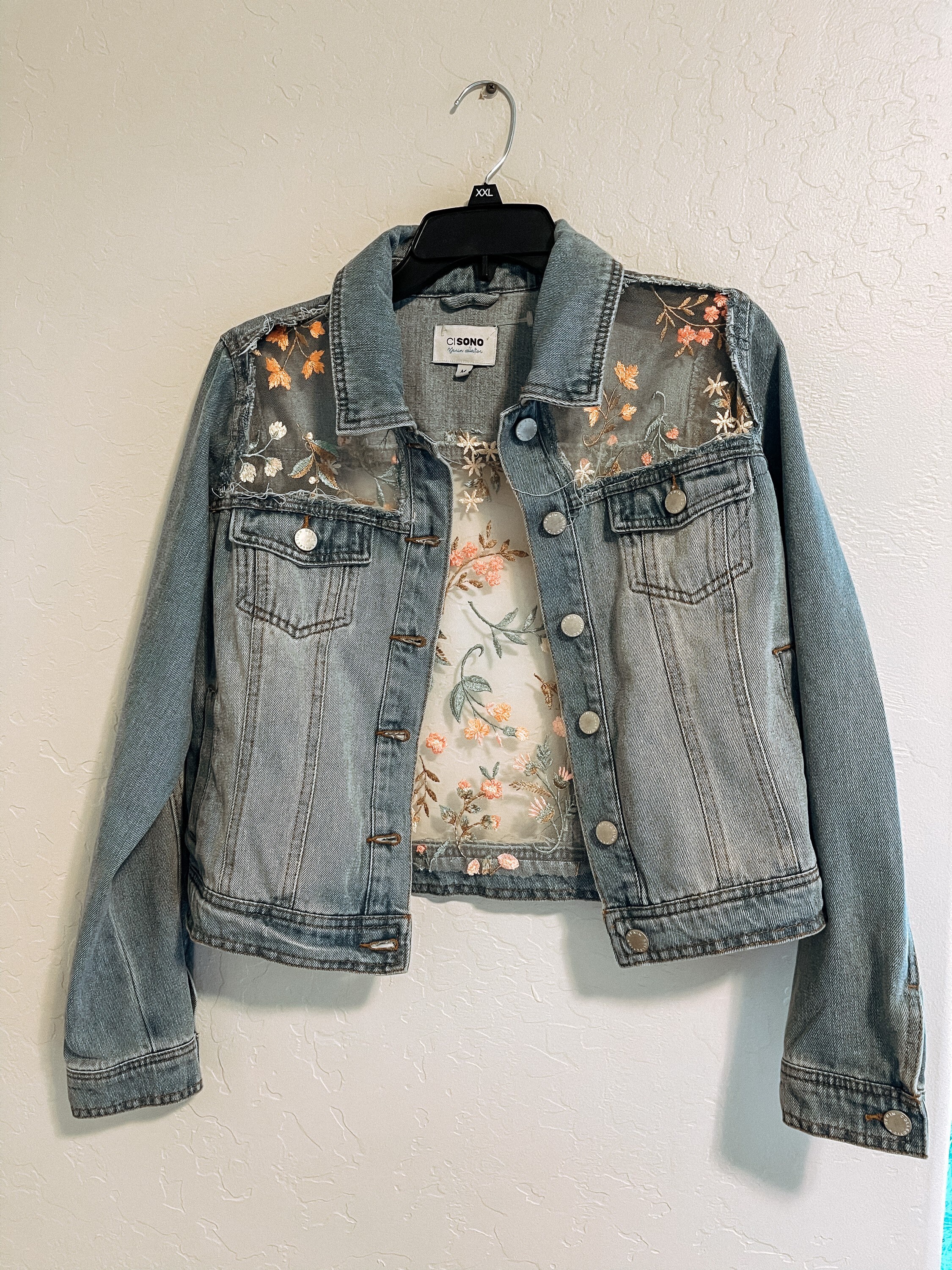 lace up back denim jacket