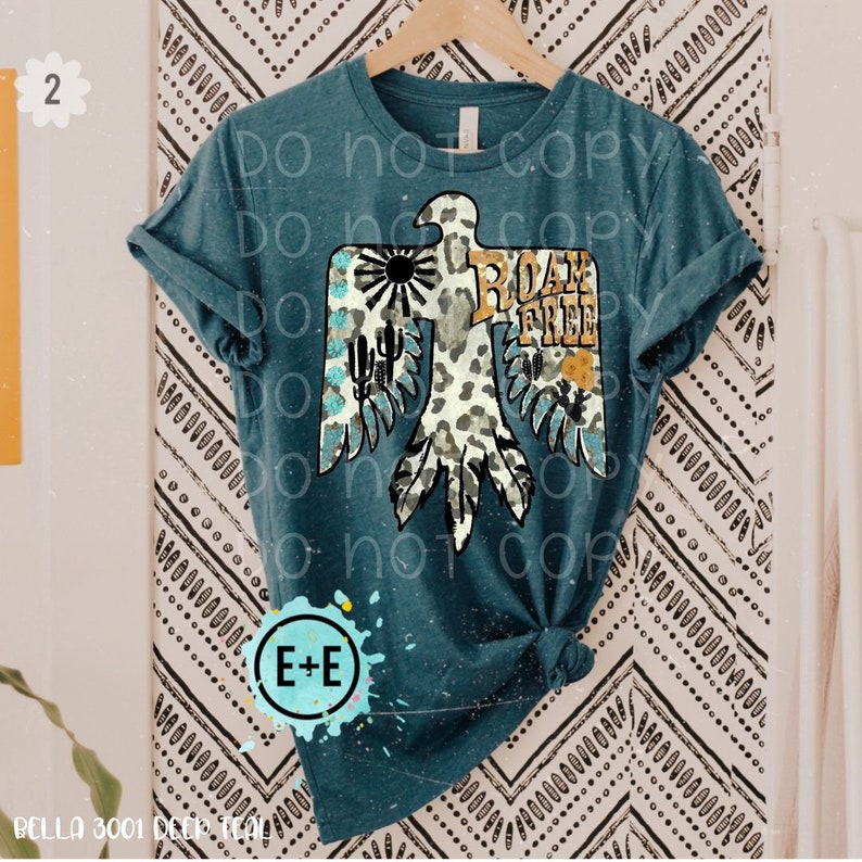 Cheetah Tee Western Screen Print Women/'s Tee Boho Tee Western Tee Graphic Tee Roam Free Thunderbird Tee