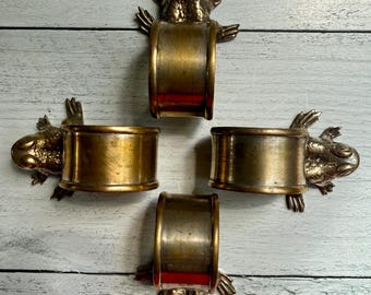 Vintage Metal Figural Frog Napkin Rings | Collectible | Dinner Party | Unique Gift