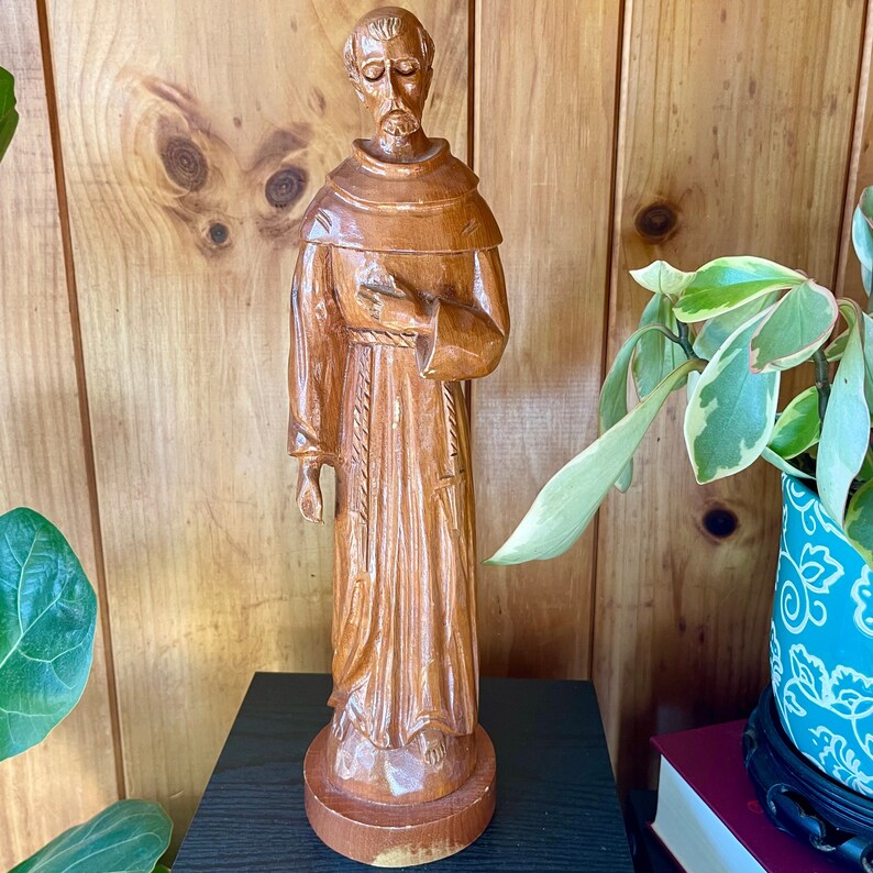 Vintage Wooden Statue of Saint Francis of Assisi Etsy