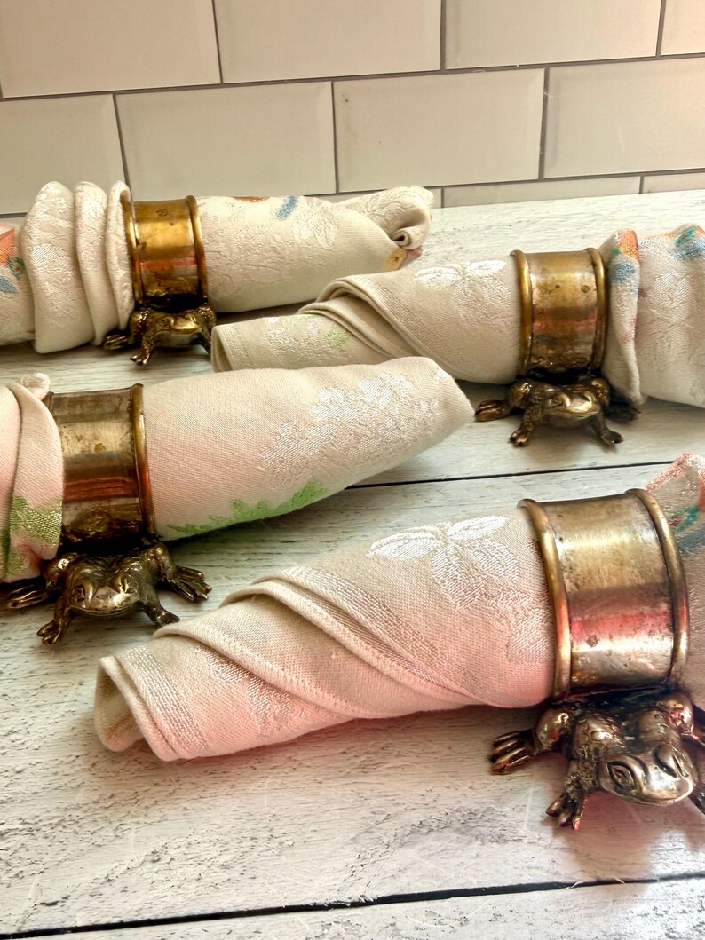 Vintage Metal Figural Frog Napkin Rings | Collectible | Dinner Party ...