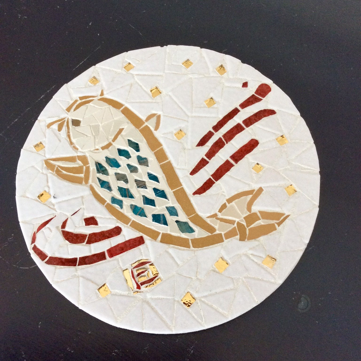 Petit Tableau Dessous de Plat Motif Poisson Fond Blanc