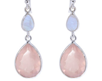 Rose Quartz Moonstone Dream Earrings