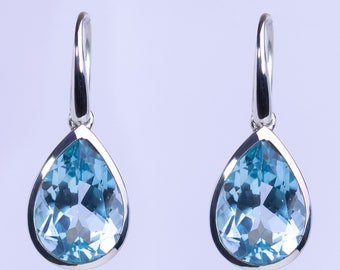 Blue Topaz Teardrop Splashy Sparkle Earrings