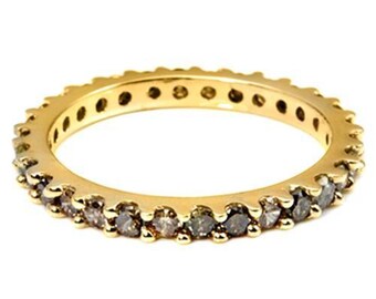 Chocolate Diamond Eternity Ring In 14K Yellow Gold - Stunning!