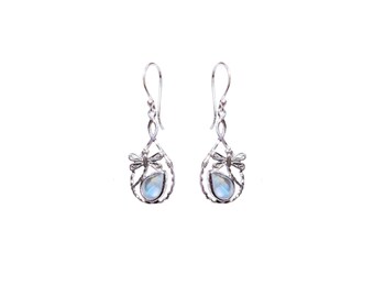 Blue Topaz Dancing Dragonfly Earrings