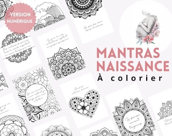 DIGITAL VERSION - 14 birth mantras to color in a mandala