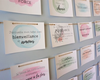 DIGITAL VERSION - 16 watercolor-style positive affirmation cards for pregnancy, childbirth, and birth