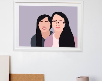 Portret na zamówienie | Ilustracje cyfrowe na zamówienie | Portret rodzinny | Prezent dla niej