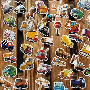 Stickerbom bouwplaats en graafmachine - 50 grote stickers in een set, voertuigen, borden, bouwhelm