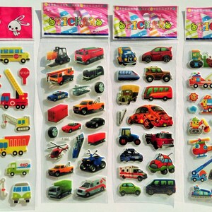 8x 3D Sticker Autos Aufkleber für Kinder - Tolle Haptik für kleine Hände