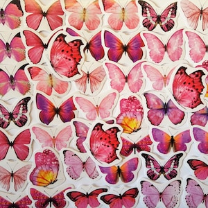 45 pinke Schmetterlingssticker als Set  - rosa Aufkleber Washi Bujo Saisonal gelb Schmetterling Insekten Frühling Sommer