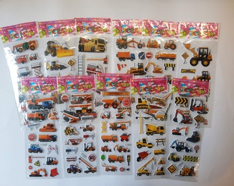 5x 3D sticker construction vehicles vehicles excavator sticker Puffy - great feel for small hands