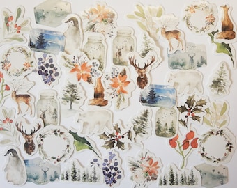 46-piece sticker set Winter Forest - Christmas, Winter, Father Frost, to embellish Christmas mail