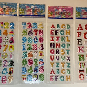 Set of 12 3D letters and numbers, school enrollment, learning to read, learning to count, school child, school cone