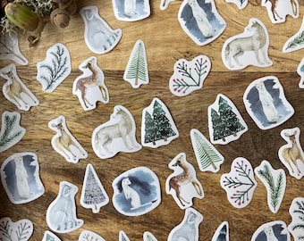 Animals in the Christmas Forest&quot; Winter Sticker Set (51)