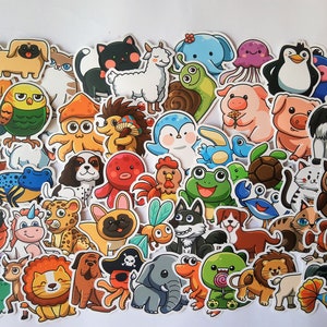 50x Tiere Löwe Aufkleber Stickerbombe handgetütet Kinder Basteln Jungen Märchen Mädchen Zoo Tierpark