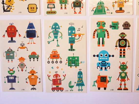 10 Bögen Roboter Tattoos temporär Kinder tatu technik jungen Kindertattoo 