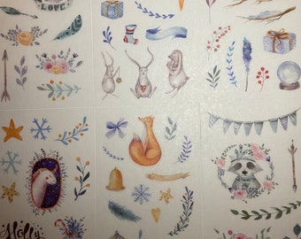 6 Sheets Holiday Animal Stickers as a Set - Stickers Washi Bujo Seasonal Autumn Easter Spring Christmas
