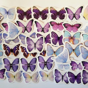 45 lila Schmetterlingssticker als Set  - violett Aufkleber Washi Bujo Saisonal gelb Schmetterling Insekten Frühling Sommer