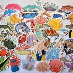 50 Sticker Unterwasserwelt Stickerbomb - Aquarium Urlaub Sommer Badezimmer bujo washi journaling