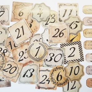 38-piece sticker set monthly numbers retro - sticker calendar numbers for the journal