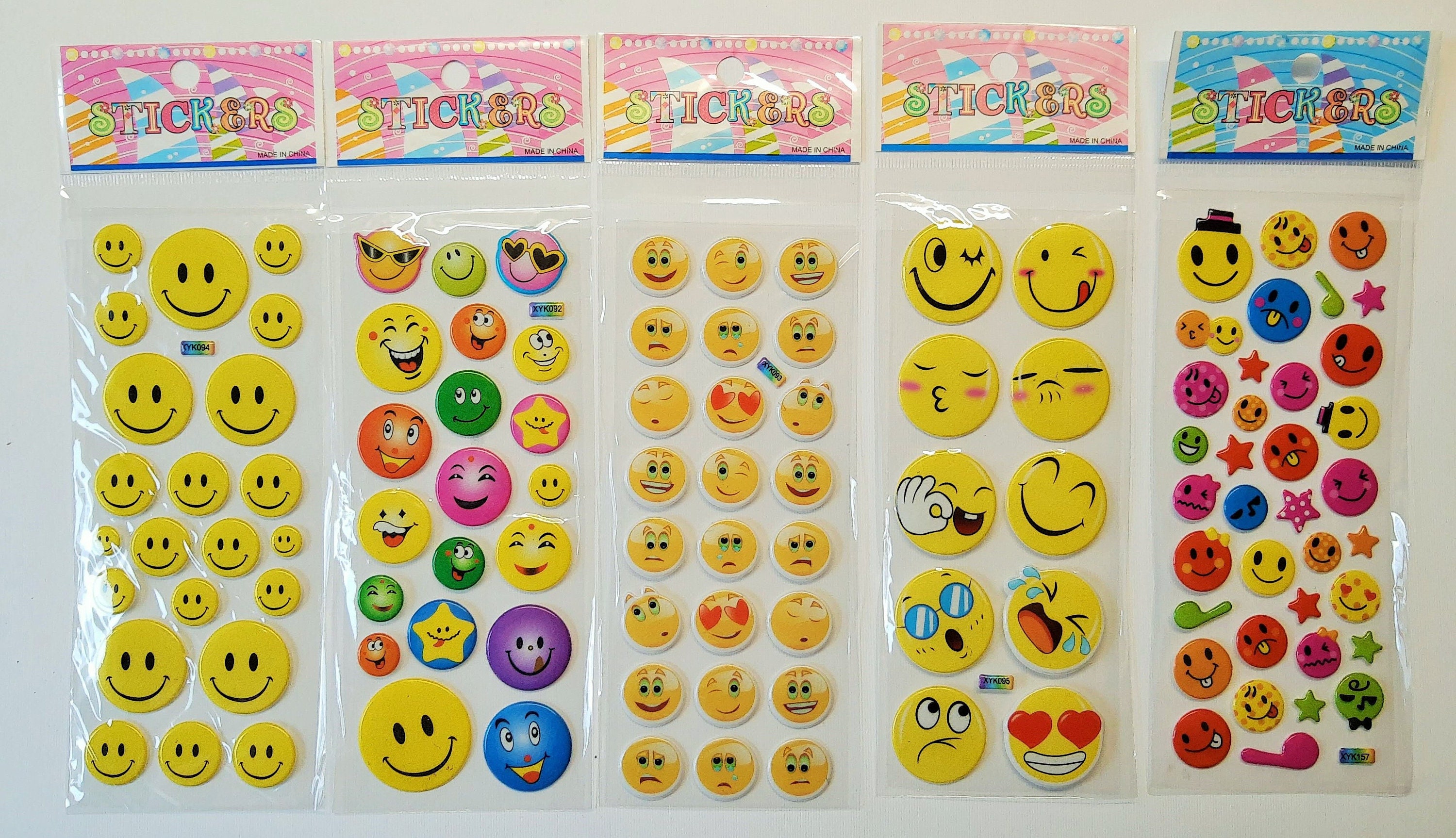 Puffy-Sticker, Emotion, Smileys, 10 x 15 cm, Verschiedene Motive, Sticker, Bastelbedarf