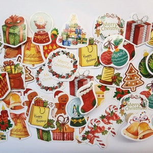 50 pegatinas Felices Fiestas Navidad - Pegatinas Washi Bujo Letras de Temporada Carta Navidad Papá Noel Presenta El País de las Maravillas Invernal