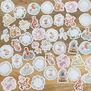 Sticker-Set Hasenfreunde - 46er Sticker rund um Baby, Taufe und Ostern