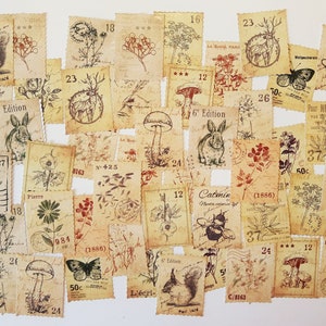 Set di adesivi 45 francobolli Amici della foresta, adatti per disegnare lettere e cartoline (3) retrò, vintage