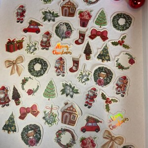 Juego de 46 pegatinas "Christmas Joy" Pegatinas navideñas con efecto dorado (55)