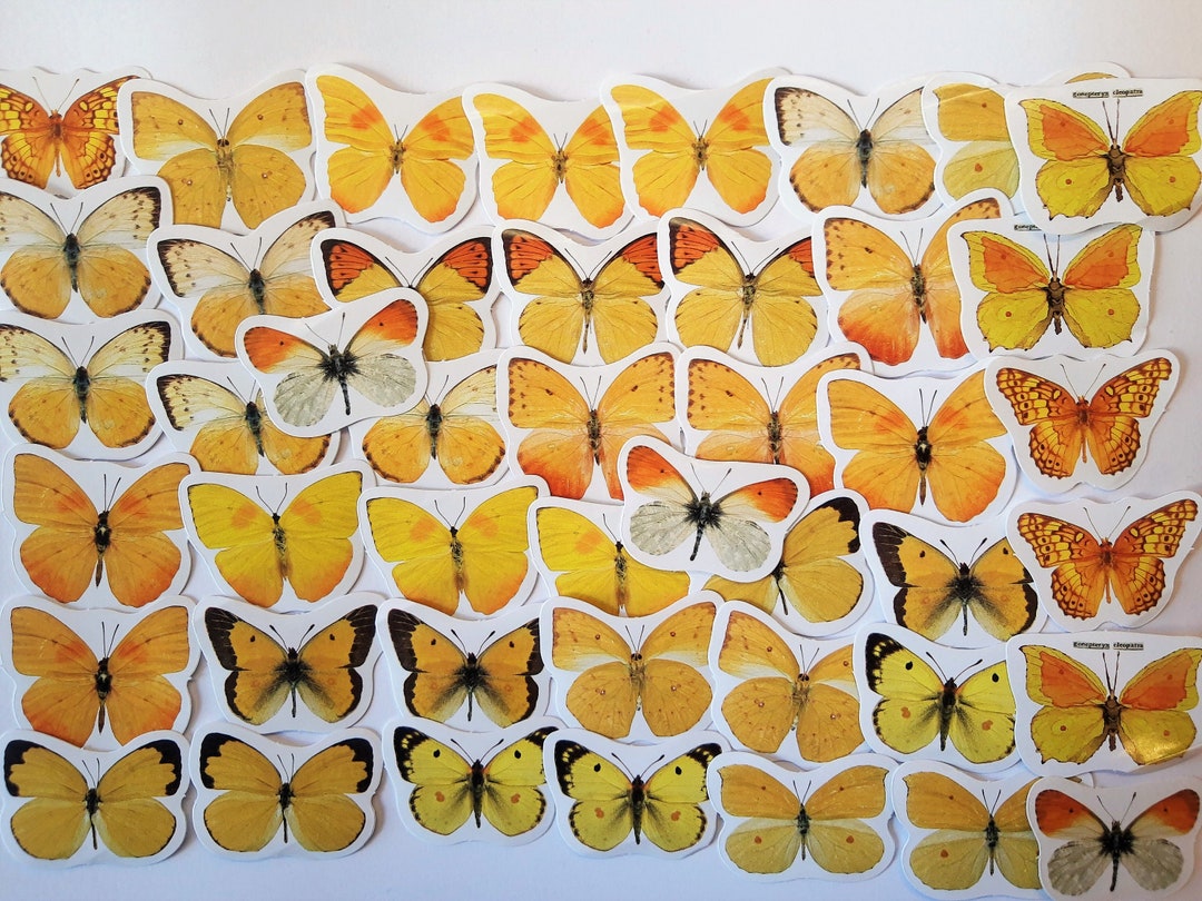 45 Yellow Butterfly Stickers as a Set Sticker Washi Bujo Seasonal