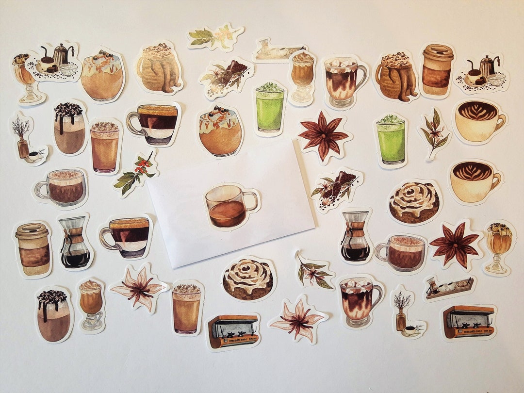 45x Sticker Cappuccino-time-out Sticker Set Coffee Cake Espresso ...