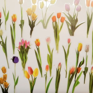 40 transparente Blumen Blüten Sticker Aufkleber basteln Tulpen Frühling Bujo Bulletjournal Ostern journal washi