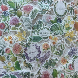 Piccoli fiori e foglie - Set da 100 pezzi di adesivi Washi (194)
