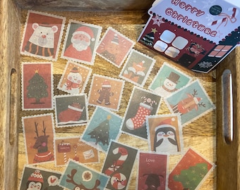 Sellos en la Casa de Navidad" 40 pegatinas navideñas hechas de papel washi(176)