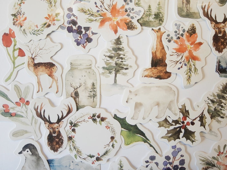 Fost Sticker 46-piece Sticker Set Winter Forest - Christmas, Winter, Father Frost ...
