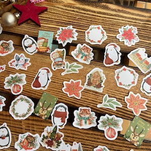 46er Aufkleber-Set „Weihnachtsstern“ weihnachtliche Aufkleber mit Goldeffekt (50)