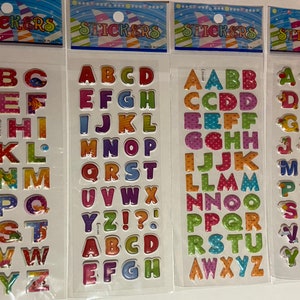Pegatinas 3D de letras (Diseño 2) para inscripción escolar, cumpleaños infantiles, ABC