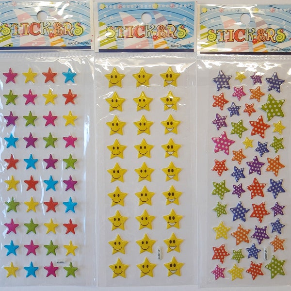 3x Star 3D Stickers for Kids - Great Feel for Little Hands