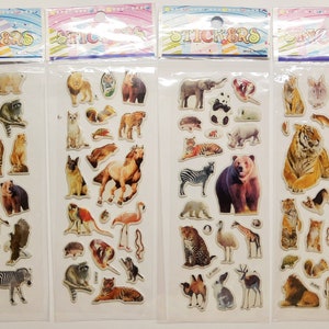 8x Wilde Tiere Afrikas 3D Sticker Aufkleber für Kinder - Tolle Haptik für kleine Hände