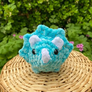 Crochet mini triceratops plushie