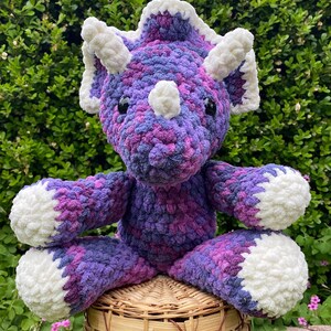 Crochet triceratops plushie