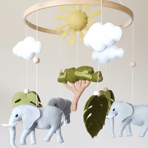 Baby Mobile Safari Animals Neutral Jungle Theme Nursery Decor Etsy