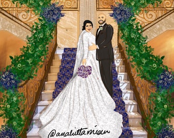 Custom Family Portrait | Family Portrait Illustration | Custom Couple Illustration | Personalized Wedding Illustration | Bride and Groom
